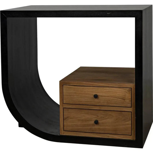 Burton Teak Wood Black Side Table