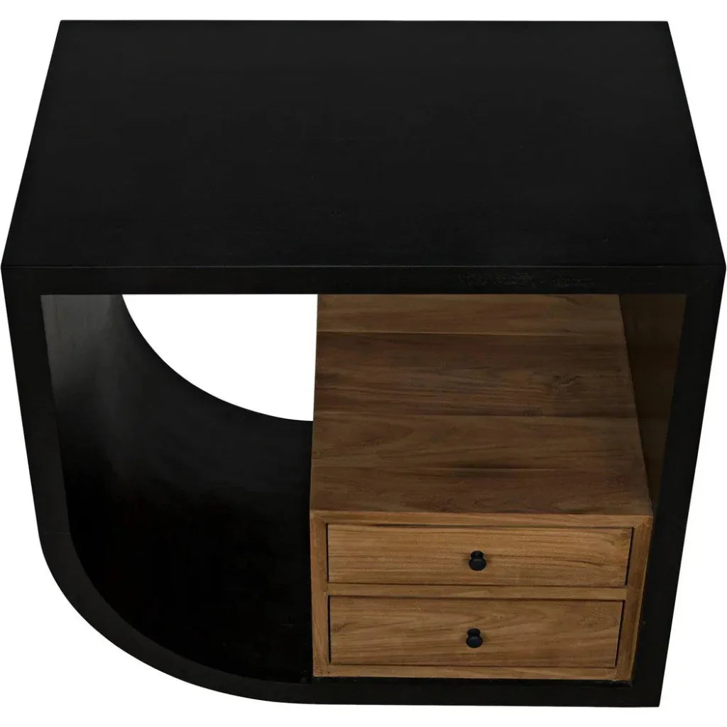 Burton Teak Wood Black Side Table