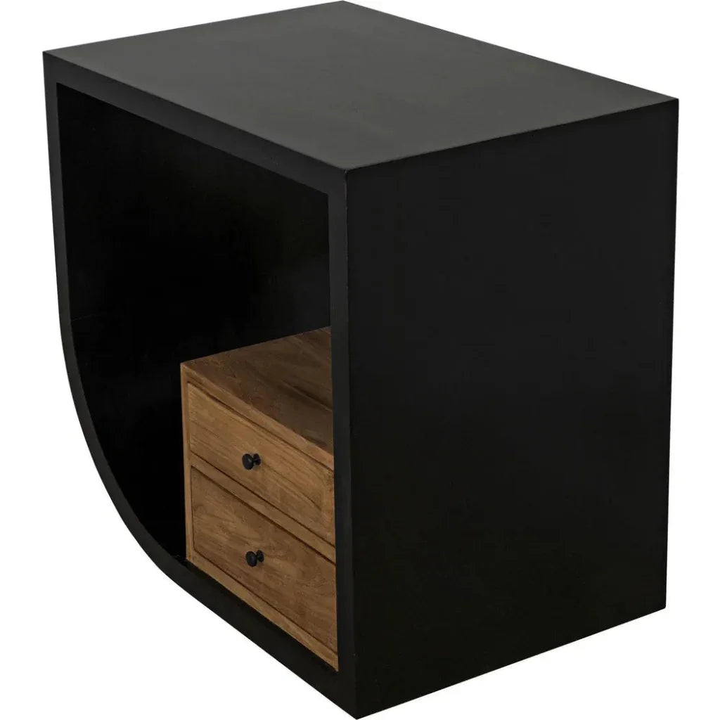 Burton Teak Wood Black Side Table