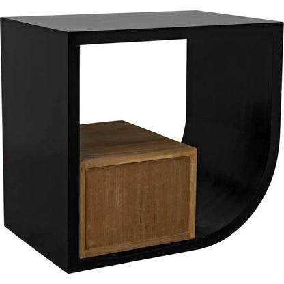 Burton Teak Wood Black Side Table