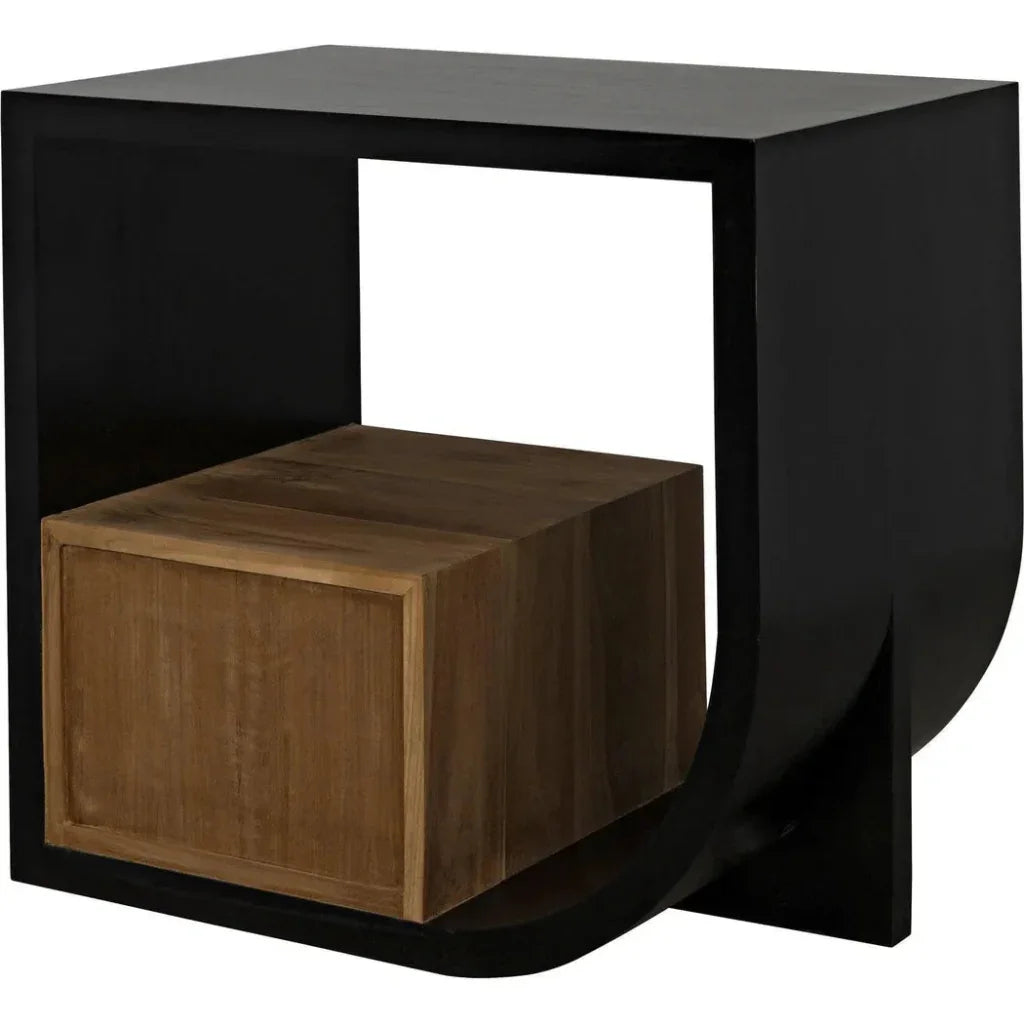 Burton Teak Wood Black Side Table