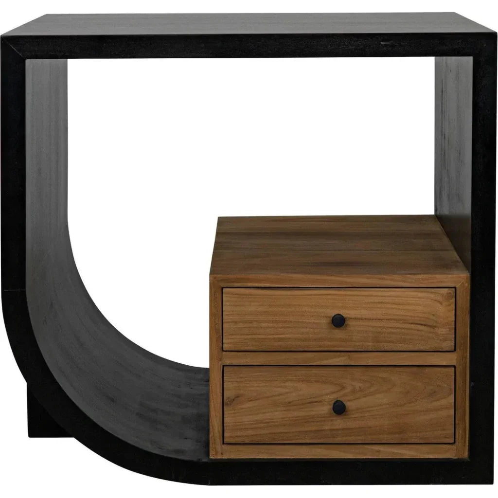 Burton Teak Wood Black Side Table