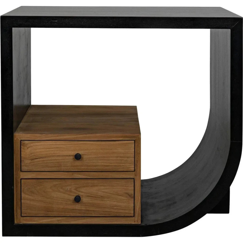 Burton Teak Wood Black Side Table