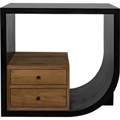 Burton Teak Wood Black Side Table