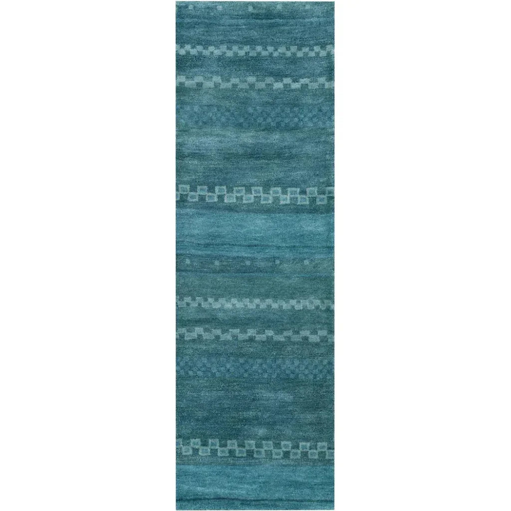 Bush Wool Blue Hallway Kitchen Runner Rug - LOOMLAN - LOOMLAN - Area Rugs