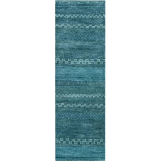 Bush Wool Blue Hallway Kitchen Runner Rug - LOOMLAN - LOOMLAN - Area Rugs