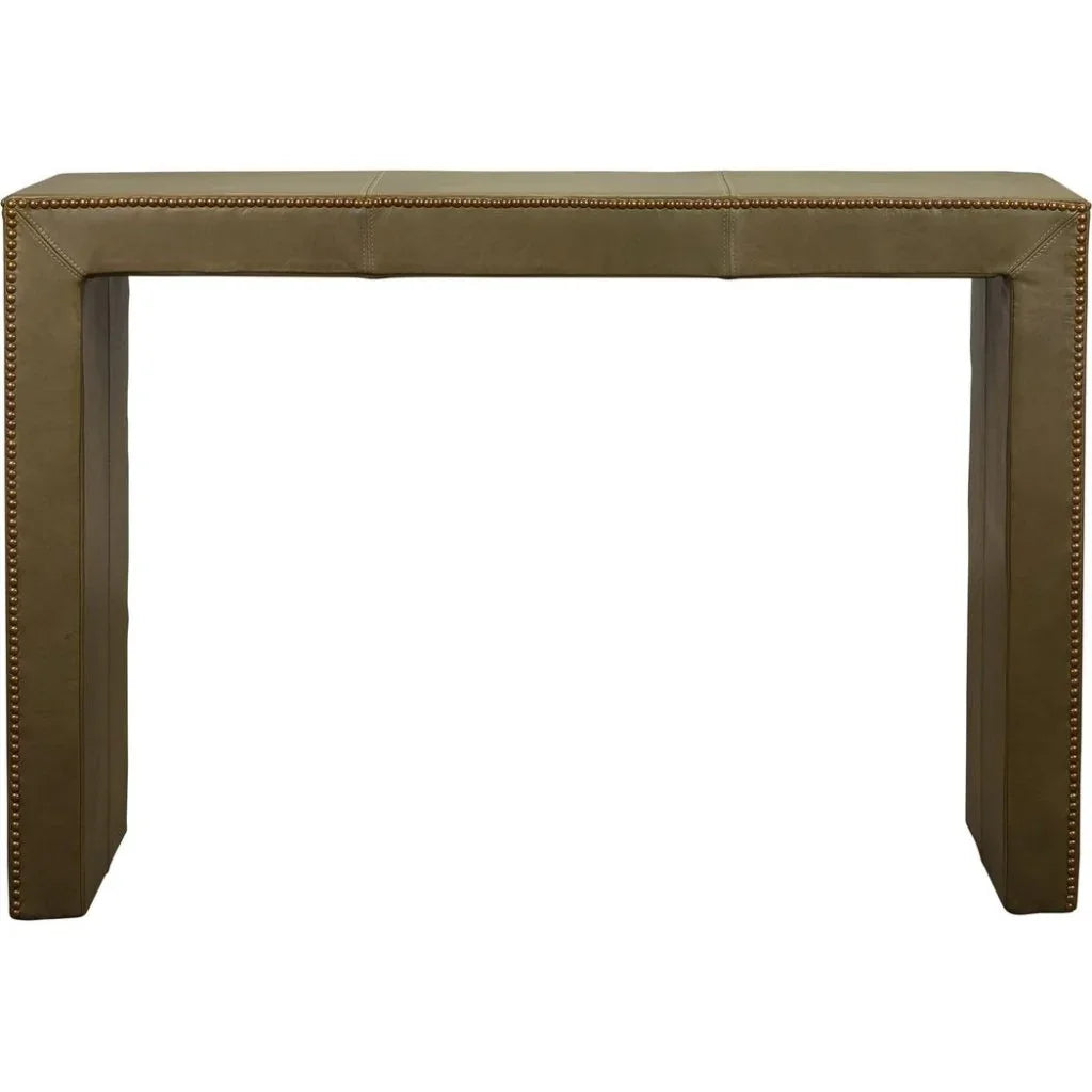 Butler Leather Rectangular Console Table with Nail Head Trim - LOOMLAN - Console Tables
