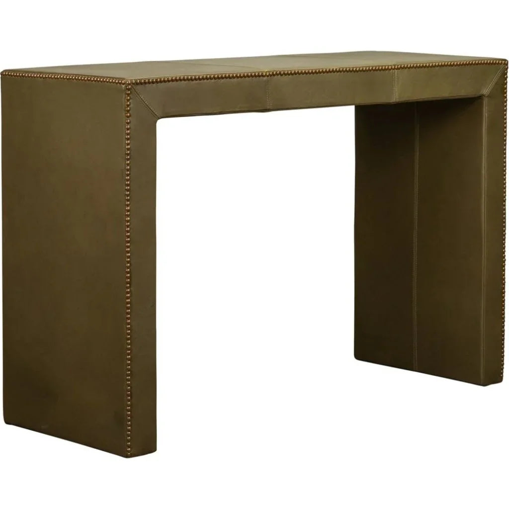 Butler Leather Rectangular Console Table with Nail Head Trim - LOOMLAN - Console Tables