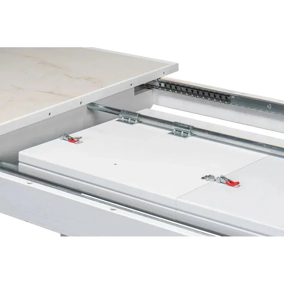 Butterfly White Extendable Dining Table Seats 10 People-Dining Tables-Sarreid-LOOMLAN