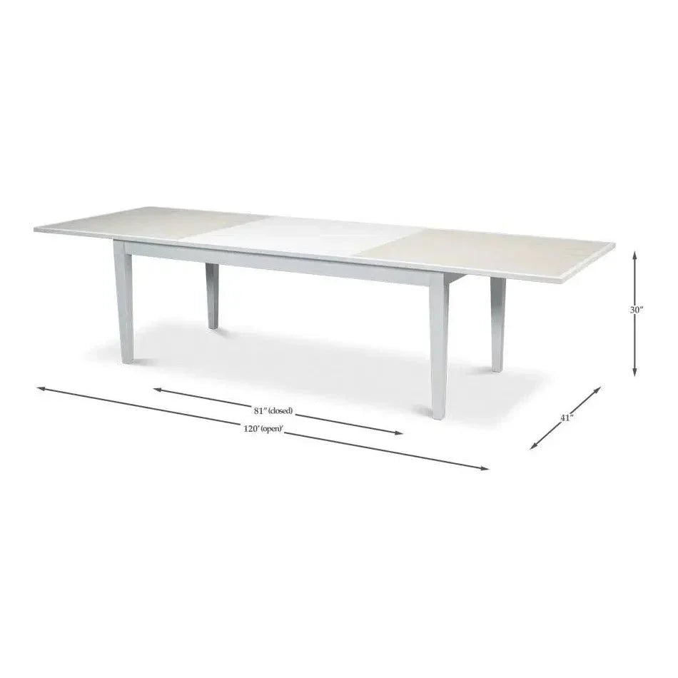 Butterfly White Extendable Dining Table Seats 10 People-Dining Tables-Sarreid-LOOMLAN