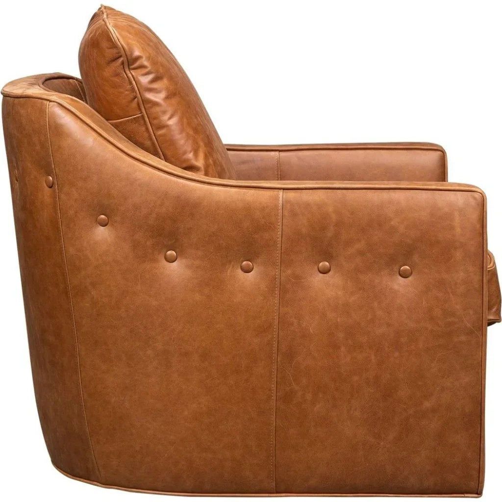 Button Ultimate Style Leather Swivel Chair - LOOMLAN - Olivia + Quinn - Club Chairs