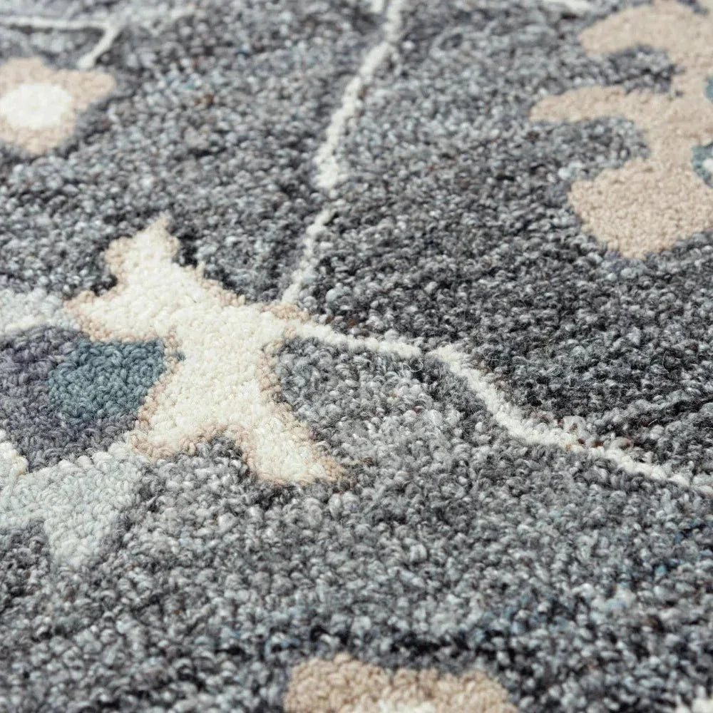 Butu Floral Medallion Gray Area Rugs For Living Room - LOOMLAN - LOOMLAN - Area Rugs