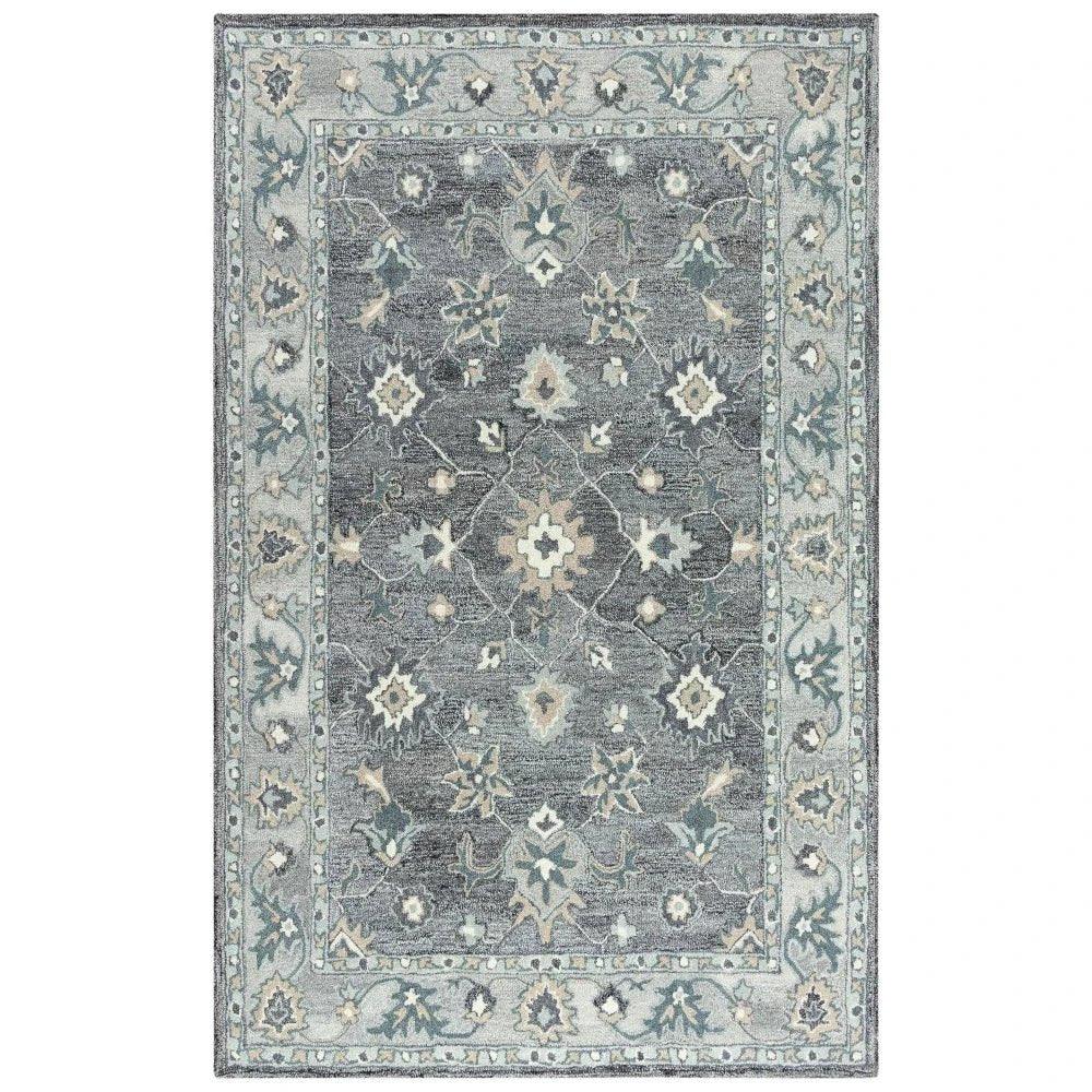 Butu Floral Medallion Gray Area Rugs For Living Room - LOOMLAN - LOOMLAN - Area Rugs