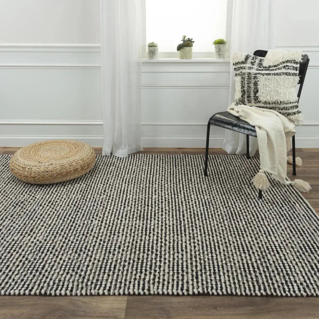 Buza Geometric Black Living Room Rug - LOOMLAN - LOOMLAN - Area Rugs