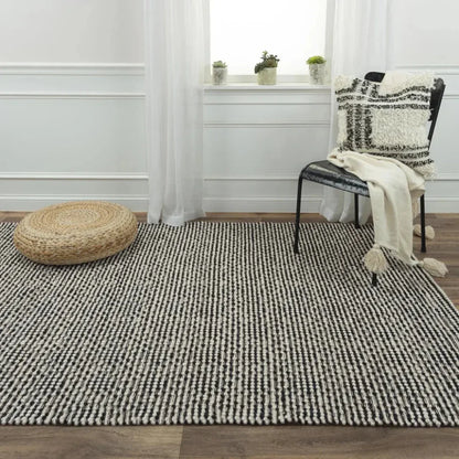 Buza Geometric Black Living Room Rug - LOOMLAN - LOOMLAN - Area Rugs