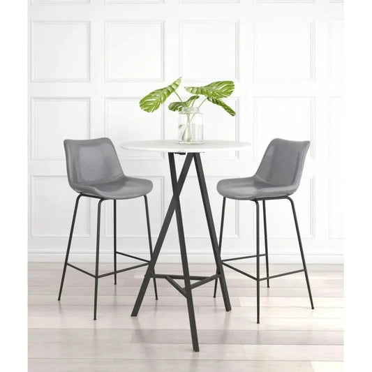 Byron Bar Chair Gray in Steel Frame - LOOMLAN - Zuo Modern - Bar Stools
