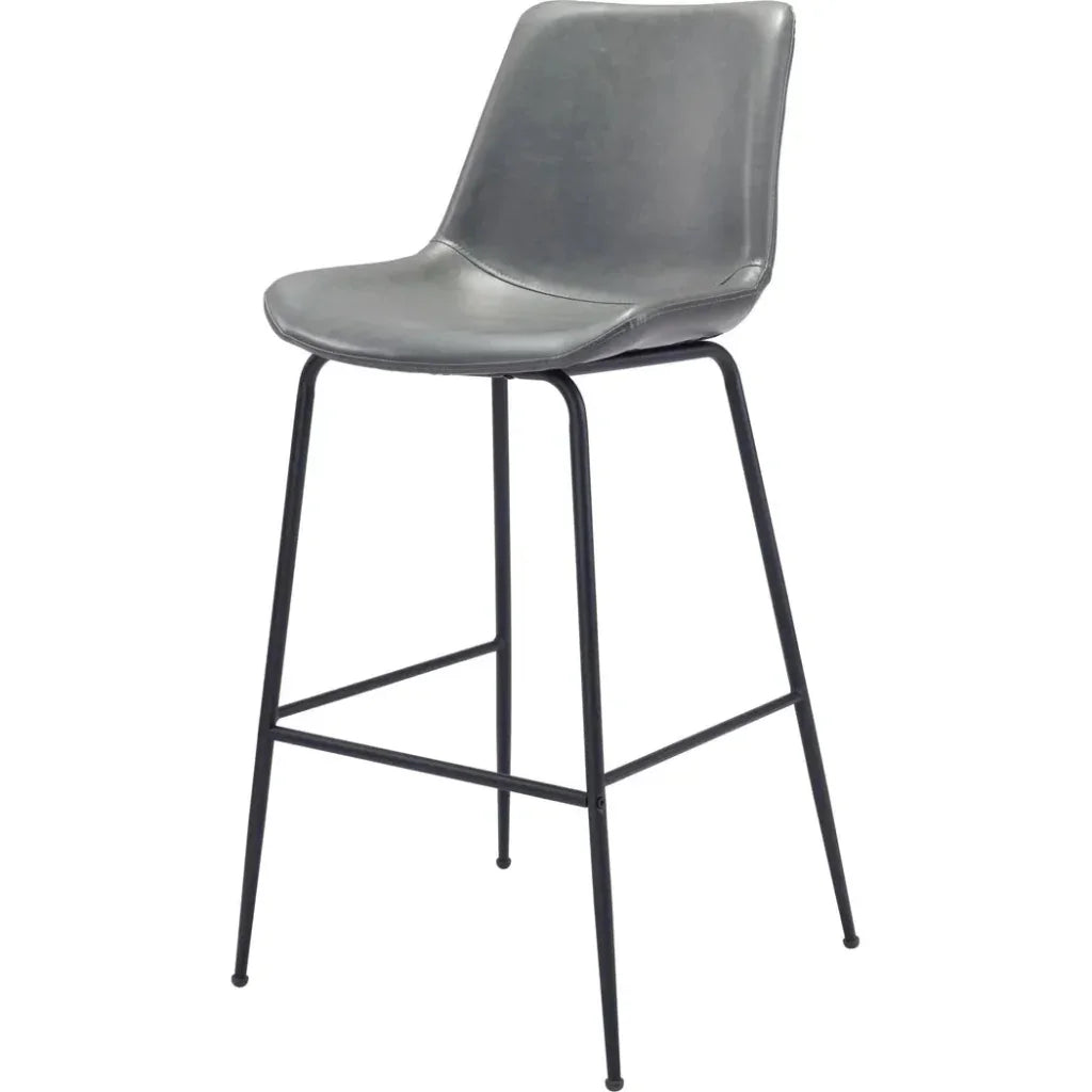 Byron Bar Chair Gray in Steel Frame - LOOMLAN - Zuo Modern - Bar Stools