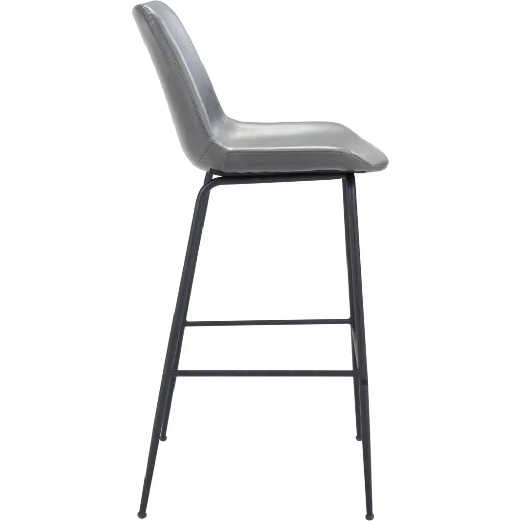 Byron Bar Chair Gray in Steel Frame - LOOMLAN - Zuo Modern - Bar Stools