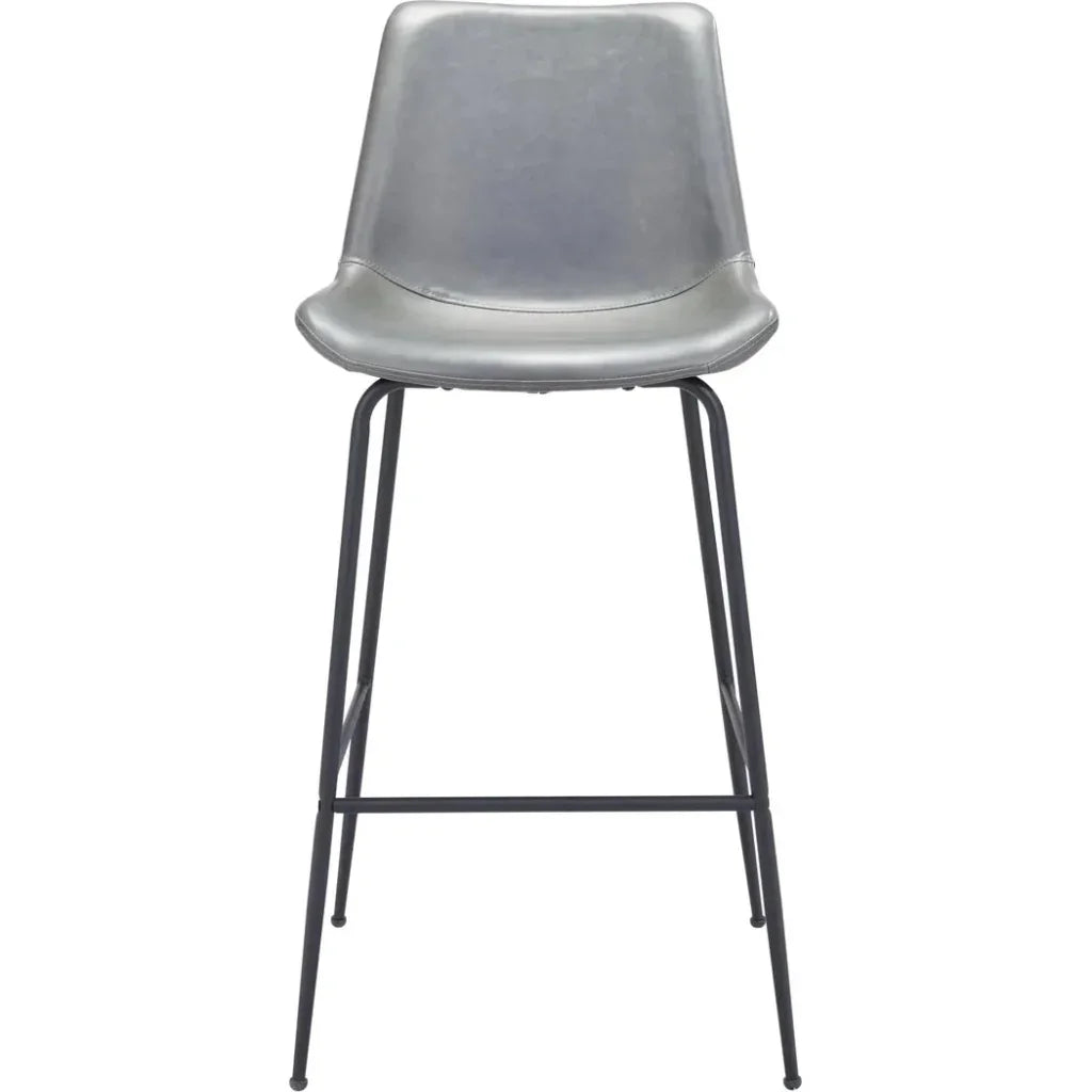 Byron Bar Chair Gray in Steel Frame - LOOMLAN - Zuo Modern - Bar Stools