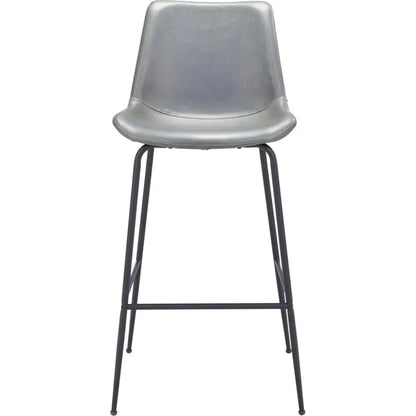 Byron Bar Chair Gray in Steel Frame - LOOMLAN - Zuo Modern - Bar Stools
