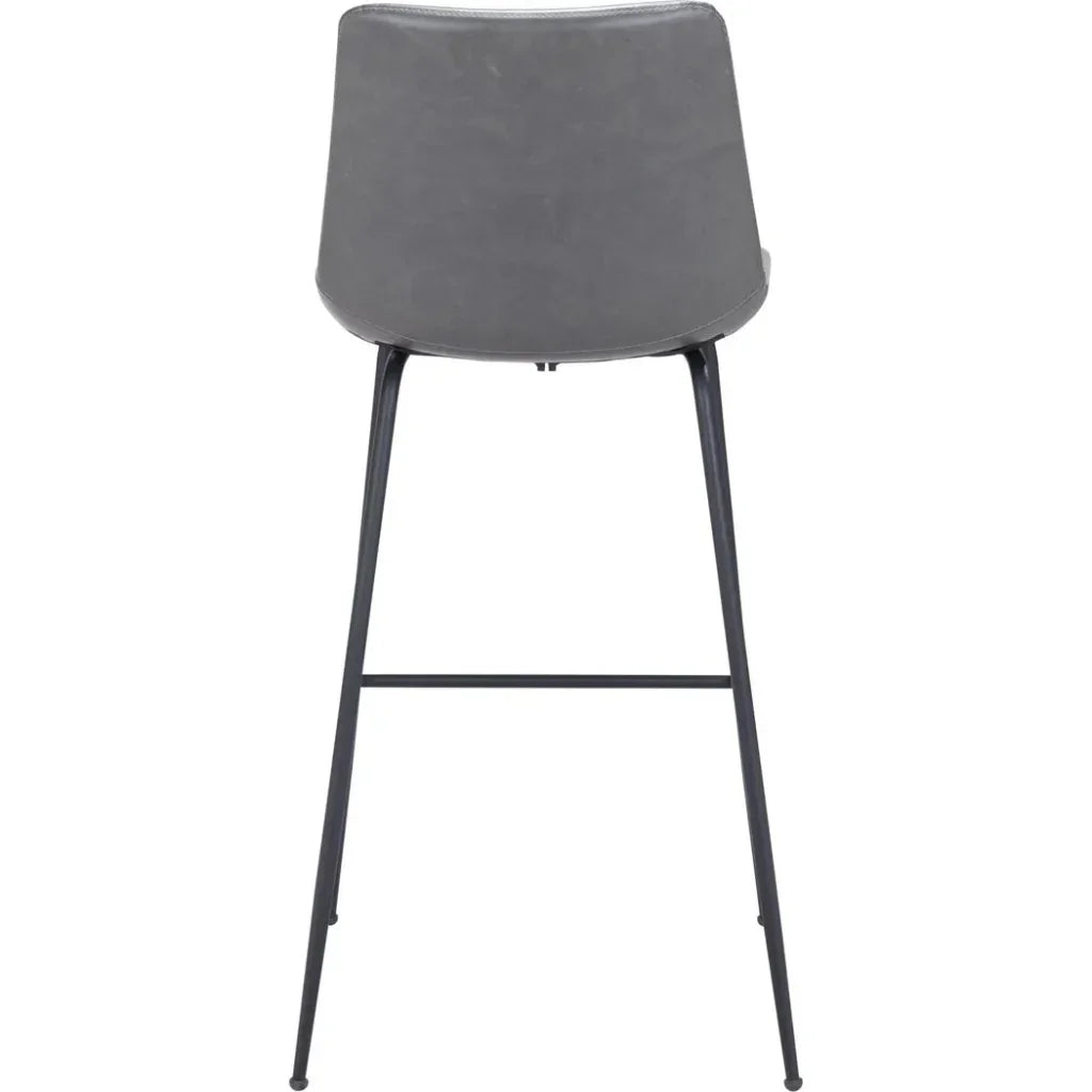 Byron Bar Chair Gray in Steel Frame - LOOMLAN - Zuo Modern - Bar Stools
