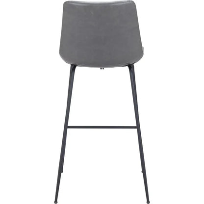 Byron Bar Chair Gray in Steel Frame - LOOMLAN - Zuo Modern - Bar Stools