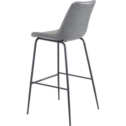 Byron Bar Chair Gray in Steel Frame - LOOMLAN - Zuo Modern - Bar Stools