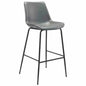 Byron Bar Chair Gray in Steel Frame - LOOMLAN - Zuo Modern - Bar Stools