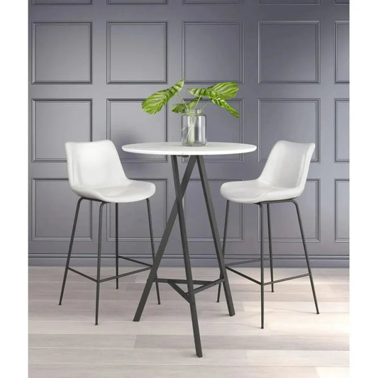 Byron Bar Chair White - LOOMLAN - Zuo Modern - Bar Stools