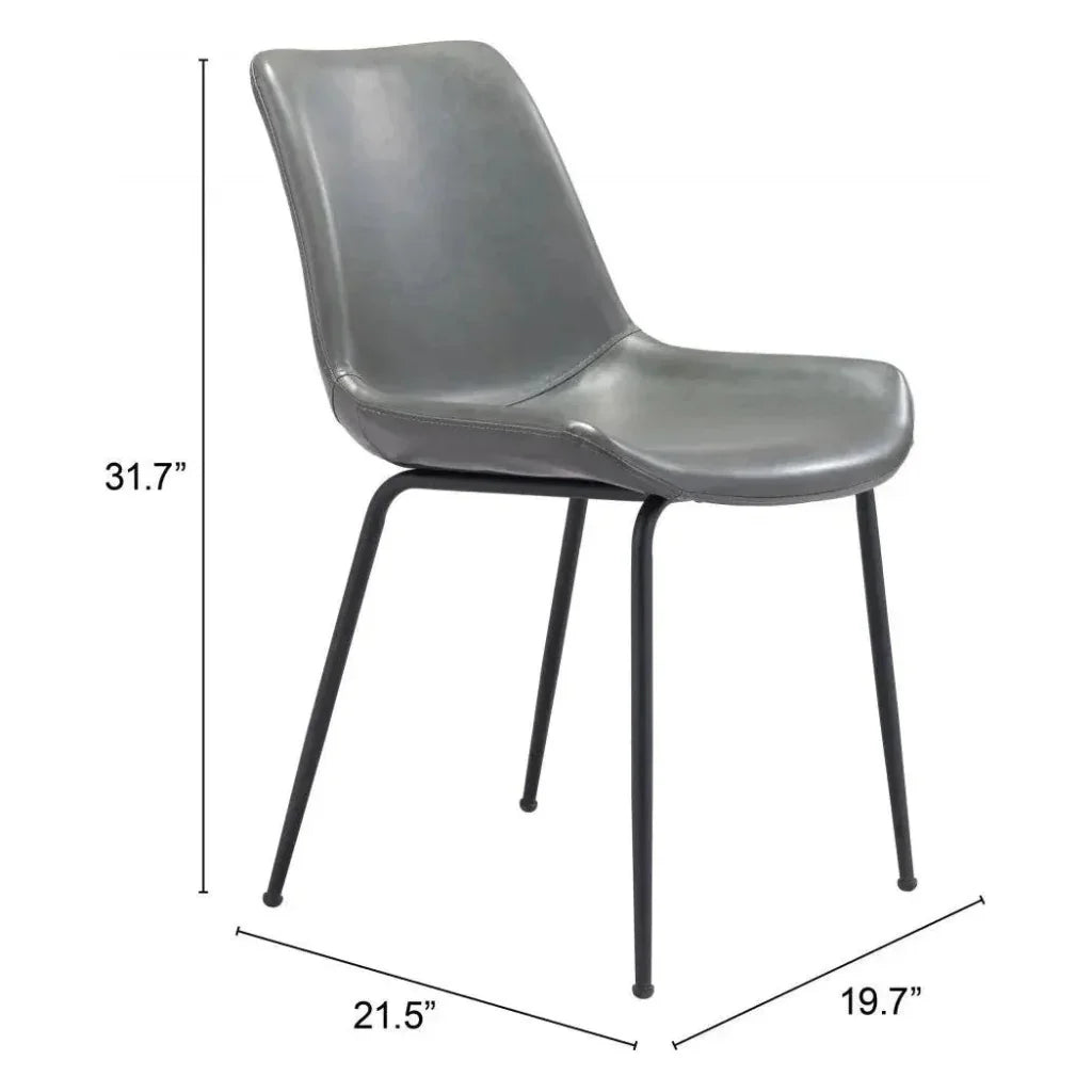 Byron Leather Armless Dining Chair 2PC - LOOMLAN - Zuo Modern - Dining Chairs