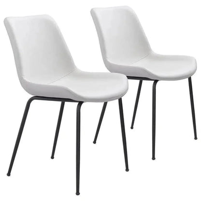 Byron Leather Armless Dining Chair 2PC - LOOMLAN - Zuo Modern - Dining Chairs