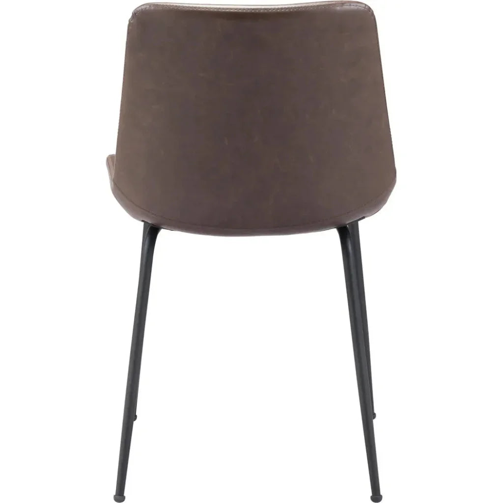 Byron Leather Armless Dining Chair 2PC - LOOMLAN - Zuo Modern - Dining Chairs