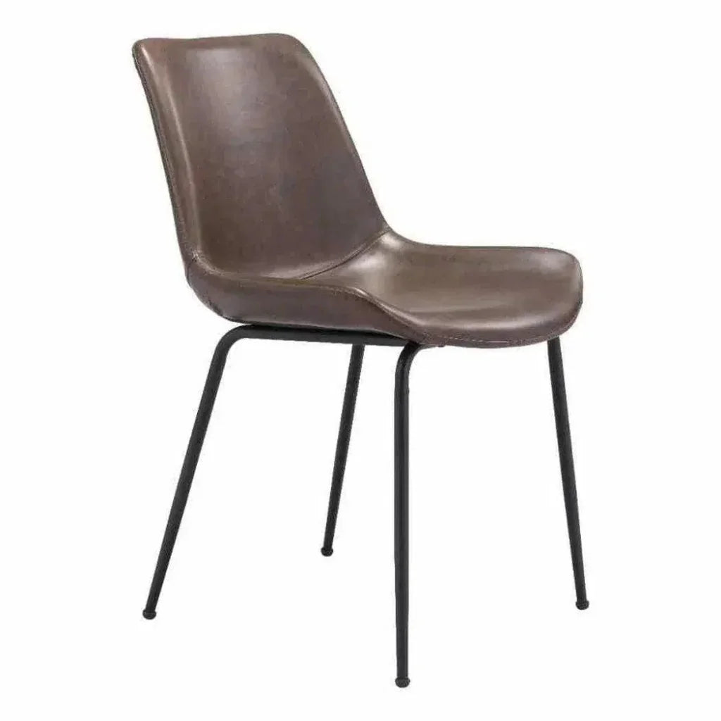 Byron Leather Armless Dining Chair 2PC - LOOMLAN - Zuo Modern - Dining Chairs
