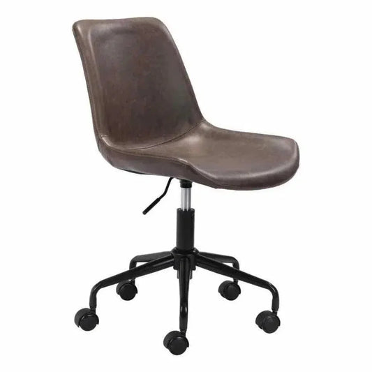 Byron Office Chair Brown-Office Chairs-Zuo Modern-LOOMLAN