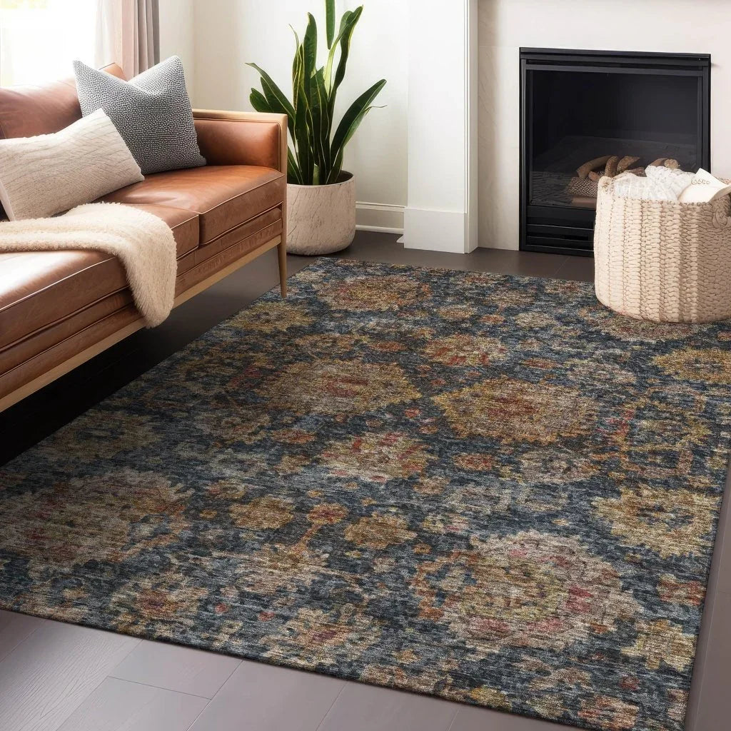 Cadenza Blue Washable Indoor-Outdoor Rug-Outdoor Rugs-LOOMLAN Rugs-LOOMLAN