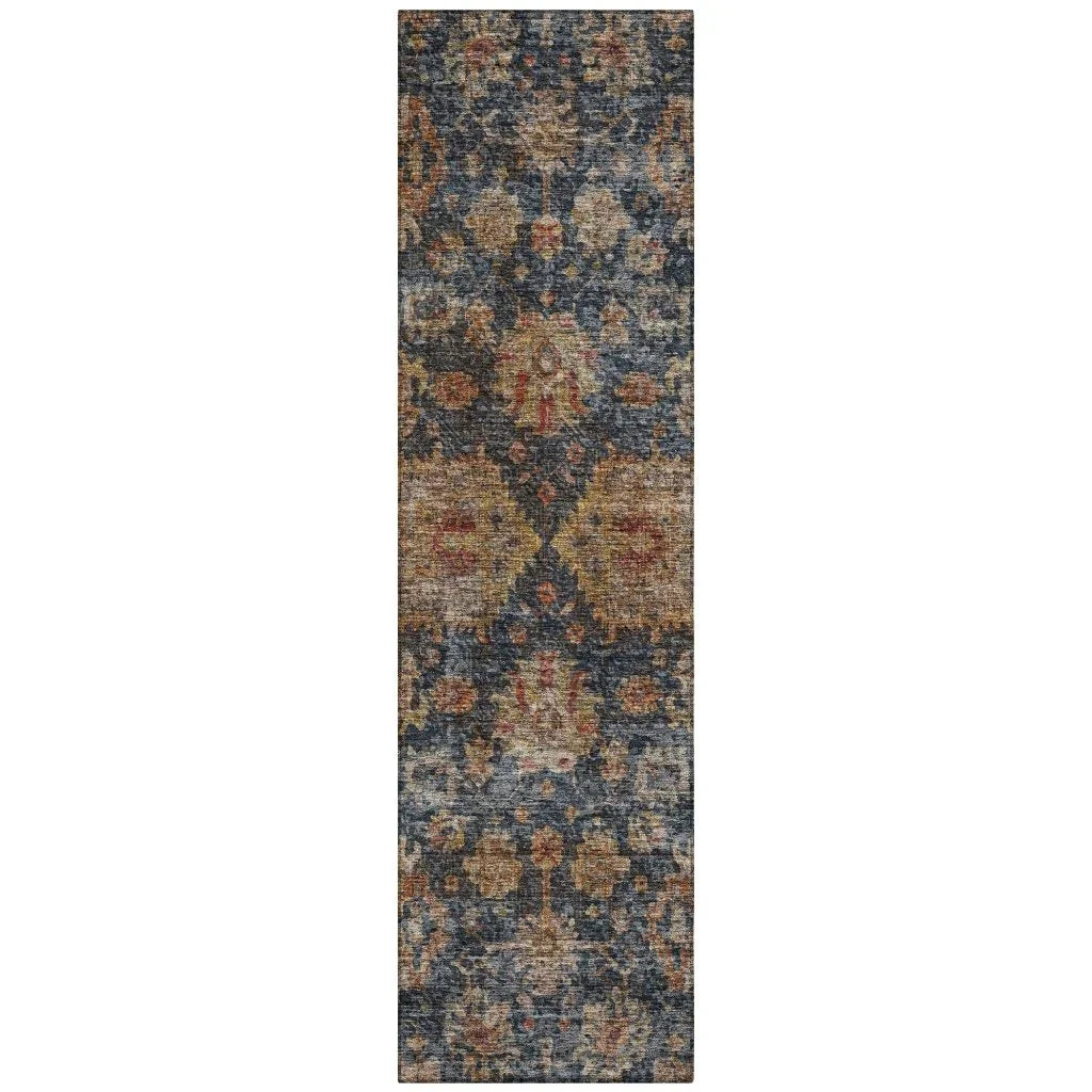 Cadenza Blue Washable Indoor-Outdoor Rug-Outdoor Rugs-LOOMLAN Rugs-2'3" x 7'6"-LOOMLAN