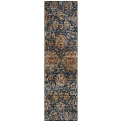Cadenza Blue Washable Indoor-Outdoor Rug-Outdoor Rugs-LOOMLAN Rugs-2'3" x 7'6"-LOOMLAN