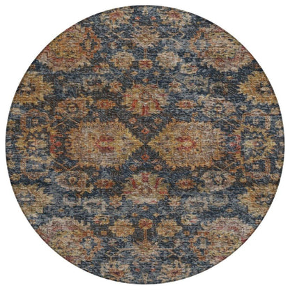 Cadenza Blue Washable Indoor-Outdoor Rug-Outdoor Rugs-LOOMLAN Rugs-8' x 8'-LOOMLAN