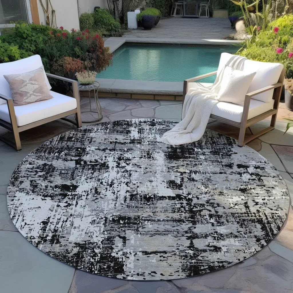 Caelan Black Washable Indoor-Outdoor Rug-Outdoor Rugs-LOOMLAN Rugs-LOOMLAN