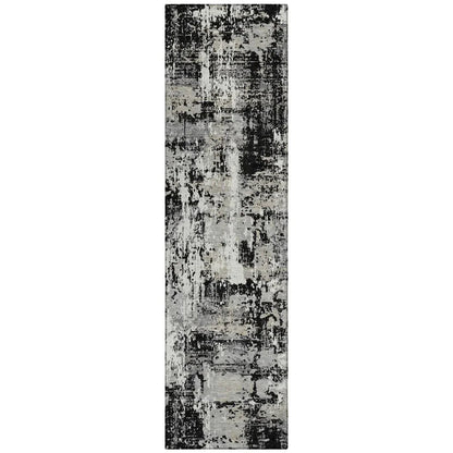 Caelan Black Washable Indoor-Outdoor Rug-Outdoor Rugs-LOOMLAN Rugs-2'3" x 7'6"-LOOMLAN