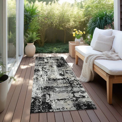 Caelan Black Washable Indoor-Outdoor Rug-Outdoor Rugs-LOOMLAN Rugs-LOOMLAN
