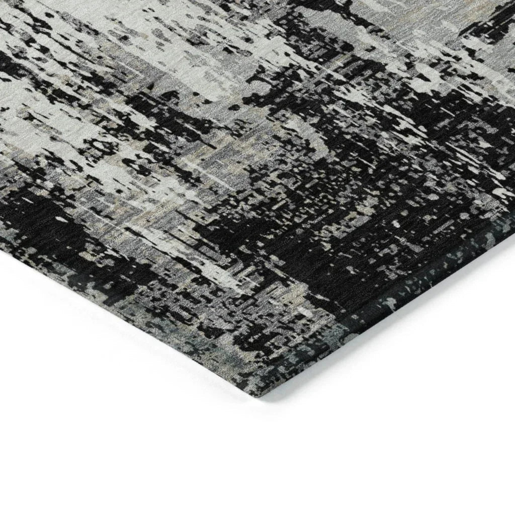 Caelan Black Washable Indoor-Outdoor Rug-Outdoor Rugs-LOOMLAN Rugs-LOOMLAN