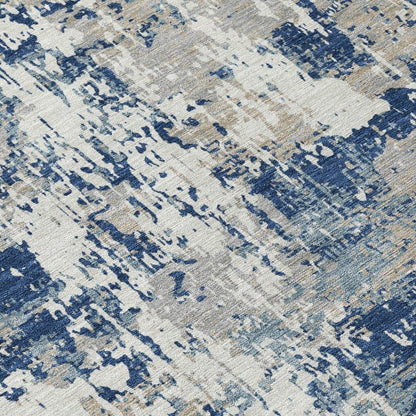 Caelan Blue Washable Indoor-Outdoor Rug-Outdoor Rugs-LOOMLAN Rugs-LOOMLAN