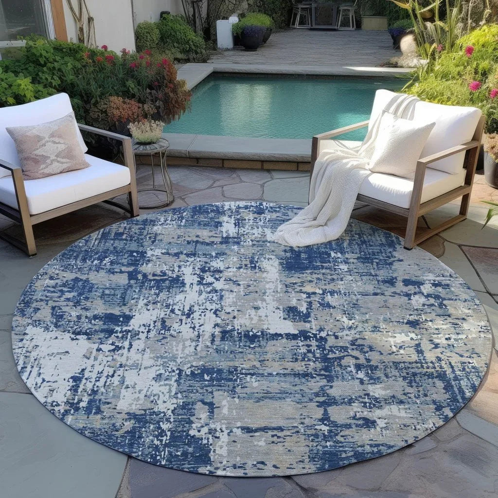 Caelan Blue Washable Indoor-Outdoor Rug-Outdoor Rugs-LOOMLAN Rugs-LOOMLAN