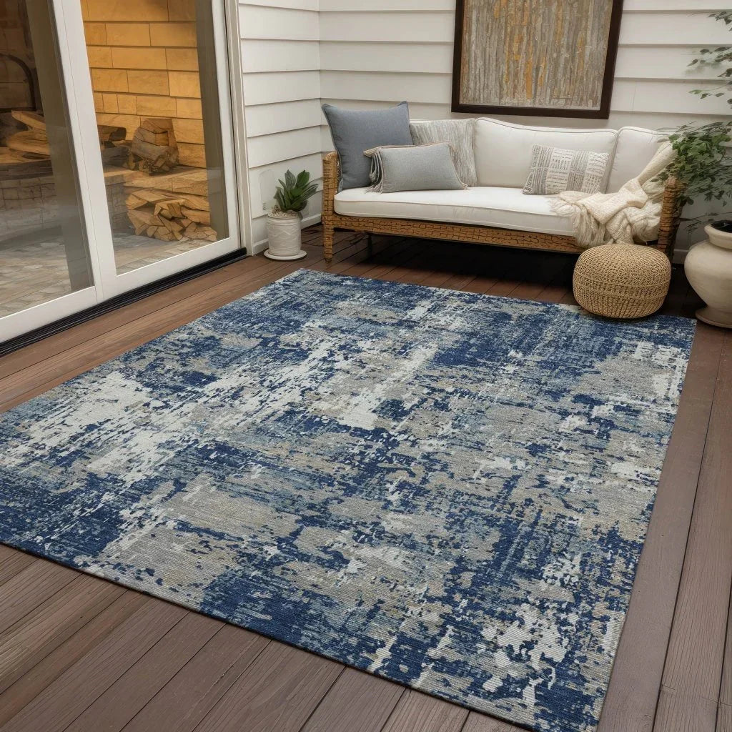 Caelan Blue Washable Indoor-Outdoor Rug-Outdoor Rugs-LOOMLAN Rugs-LOOMLAN