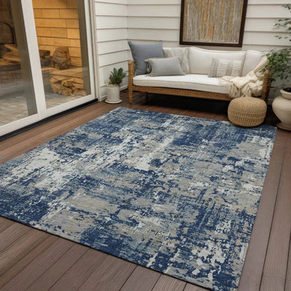 Caelan Blue Washable Indoor-Outdoor Rug-Outdoor Rugs-LOOMLAN Rugs-LOOMLAN