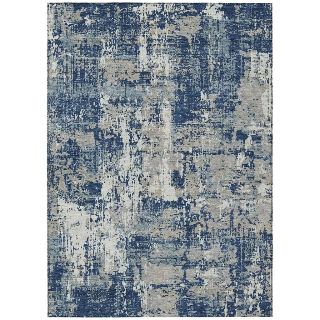 Caelan Blue Washable Indoor-Outdoor Rug-Outdoor Rugs-LOOMLAN Rugs-2'6" x 3'10"-LOOMLAN