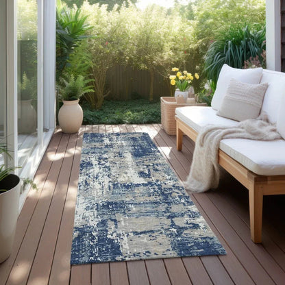 Caelan Blue Washable Indoor-Outdoor Rug-Outdoor Rugs-LOOMLAN Rugs-LOOMLAN