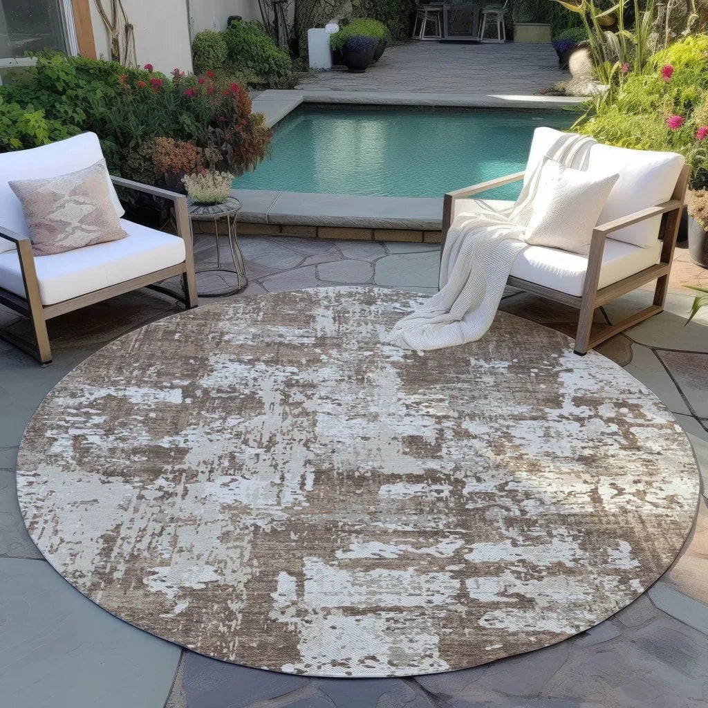 Caelan Brown Washable Indoor-Outdoor Rug-Outdoor Rugs-LOOMLAN Rugs-LOOMLAN