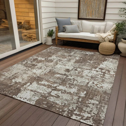 Caelan Brown Washable Indoor-Outdoor Rug-Outdoor Rugs-LOOMLAN Rugs-LOOMLAN